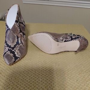 Jessica Simpson Taupe Snake-Print Pointed Toe Ankle Boots